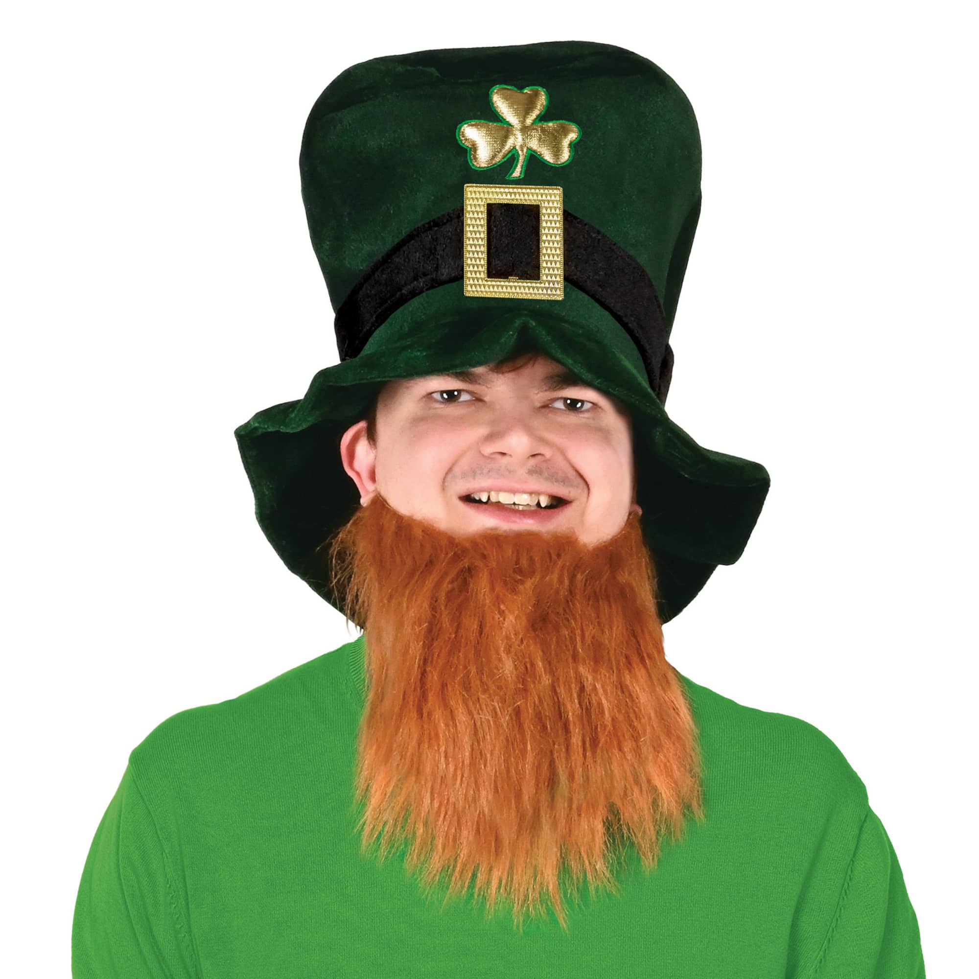Beistle Green Leprechaun Plush Hat with Orange Beard